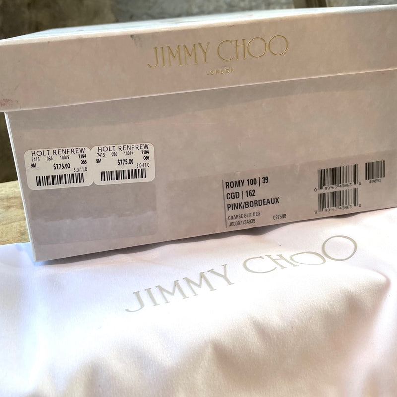 Jimmy Choo Pink Burgundy Ombré Glitter Romy 100 Pumps