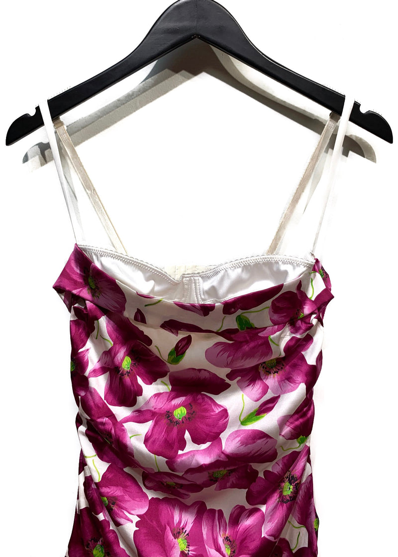Robe corset mauve Dolce & Gabbana à imprimé floral