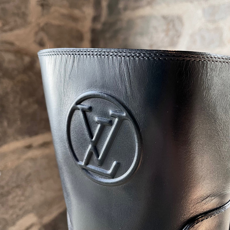 Bottes Louis Vuitton Overdrive noires plates à demi logo