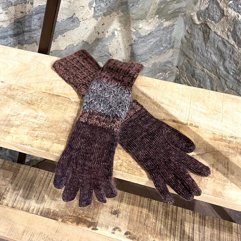 Gants longs Missoni en laine marron beige