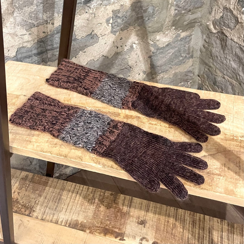 Gants longs Missoni en laine marron beige