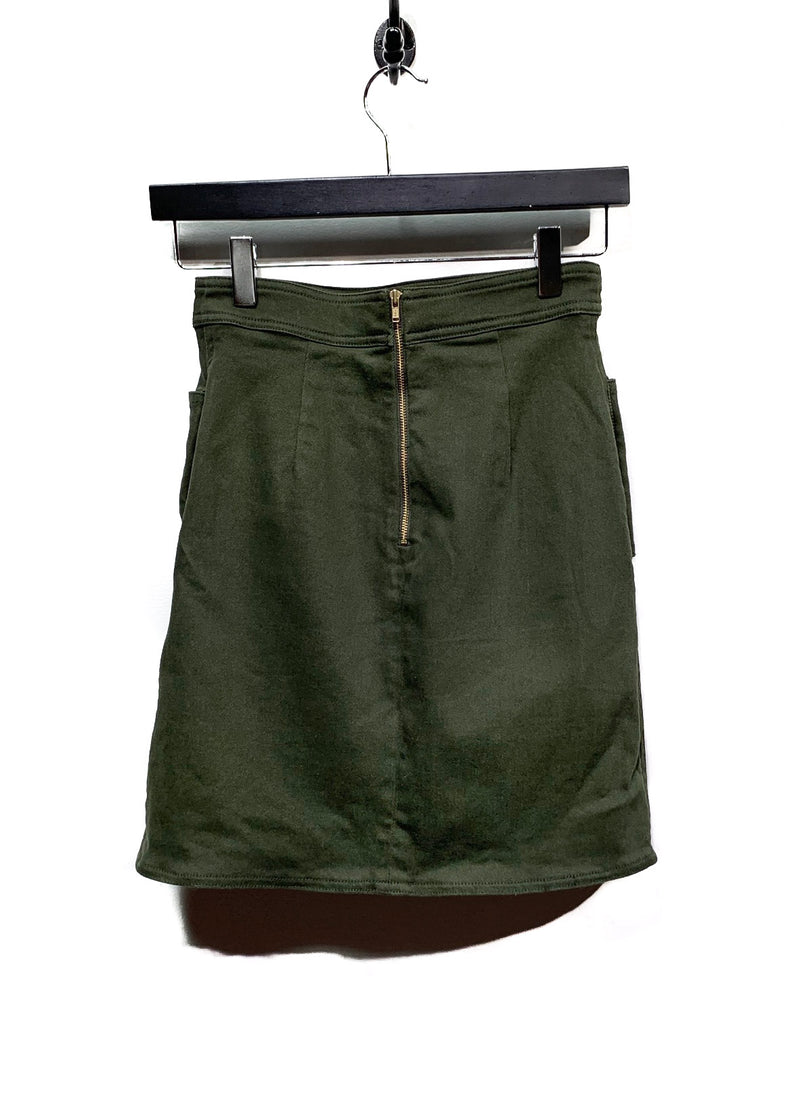 Self-Portrait Green Utility Mini Skirt with Lace Details