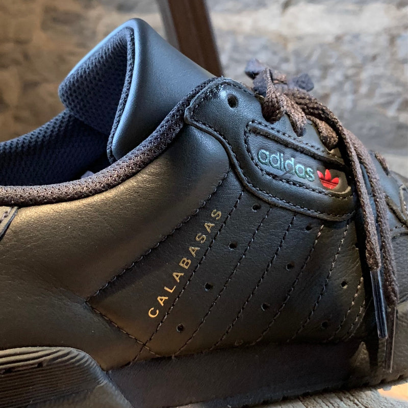 Adidas Calabasas Black Leather Powerphase Low-Top Sneakers