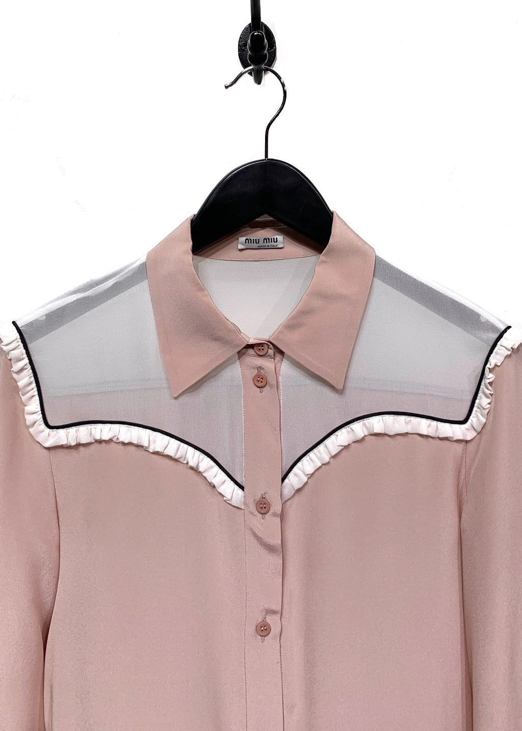 Miu Miu Dusty Pink Western Silk Button Shirt