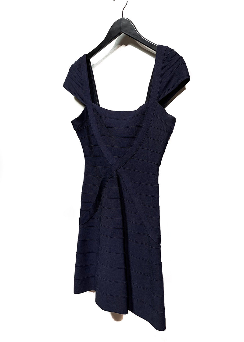 Hervé Léger Pacific Blue Navy Makayla Bandage Dress