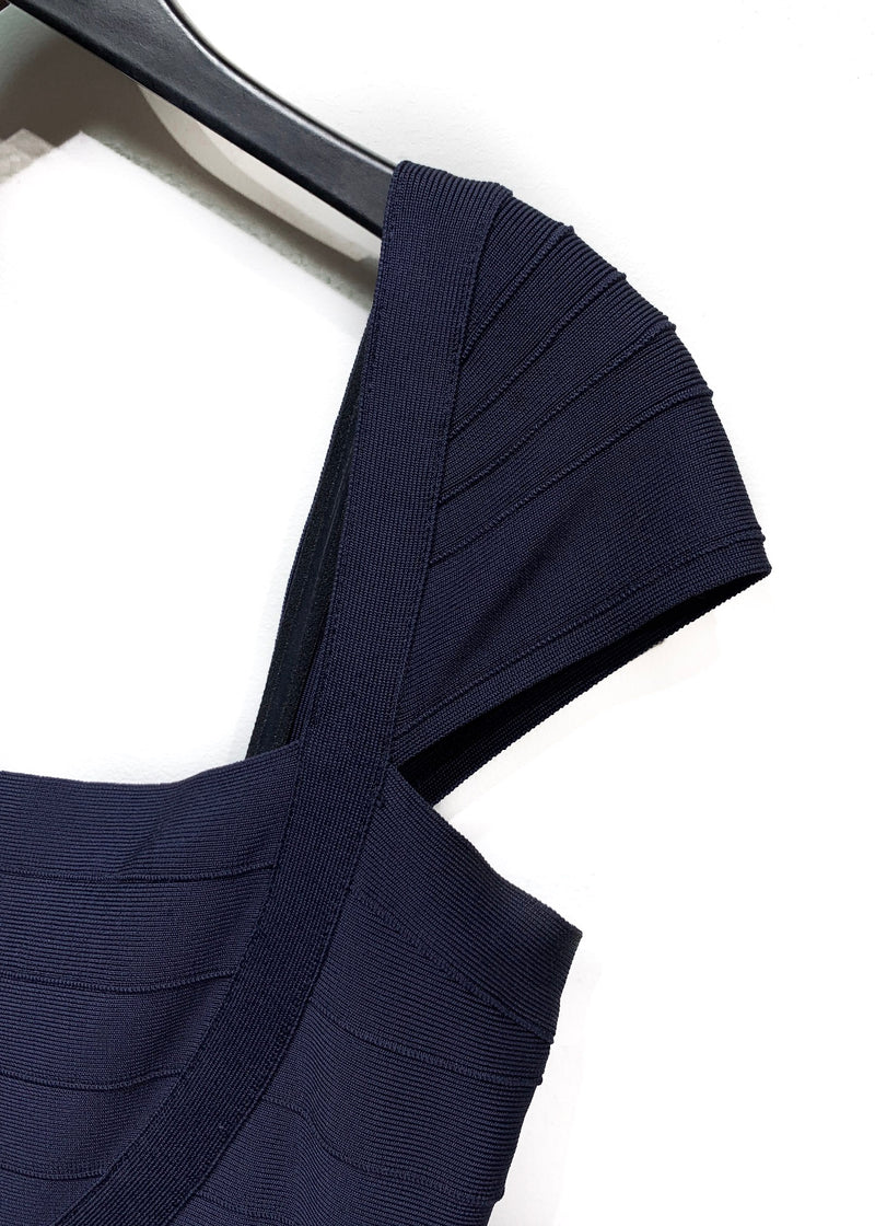 Hervé Léger Pacific Blue Navy Makayla Bandage Dress
