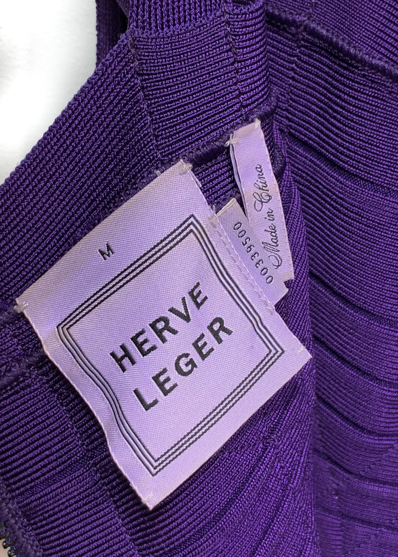 Hervé Léger Purple Plum Berry Judith Bandage Dress