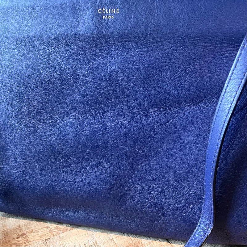 Céline Blue Leather Large Trio Crossbody Bag