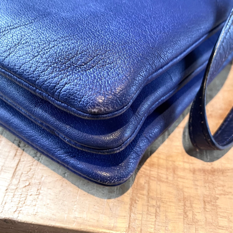 Céline Blue Leather Large Trio Crossbody Bag