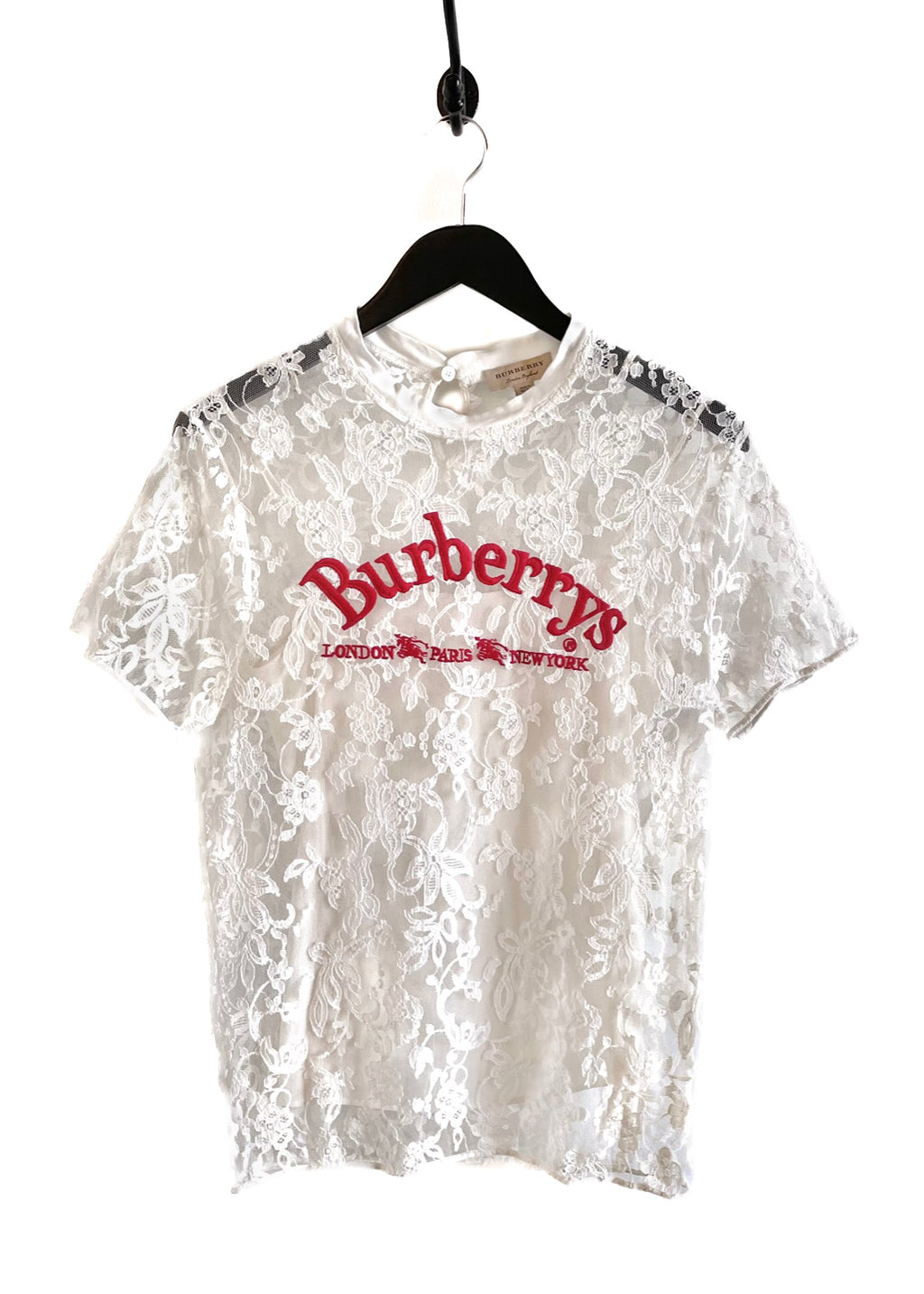 Burberry White Lace Embroidered Top