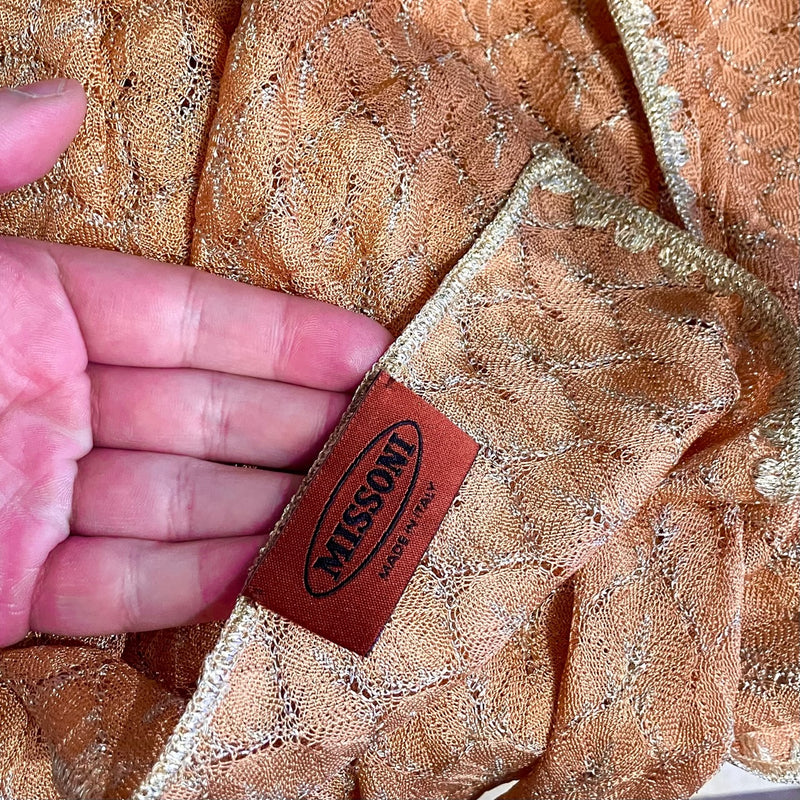 Écharpe Missoni orange avec fil métallique doré