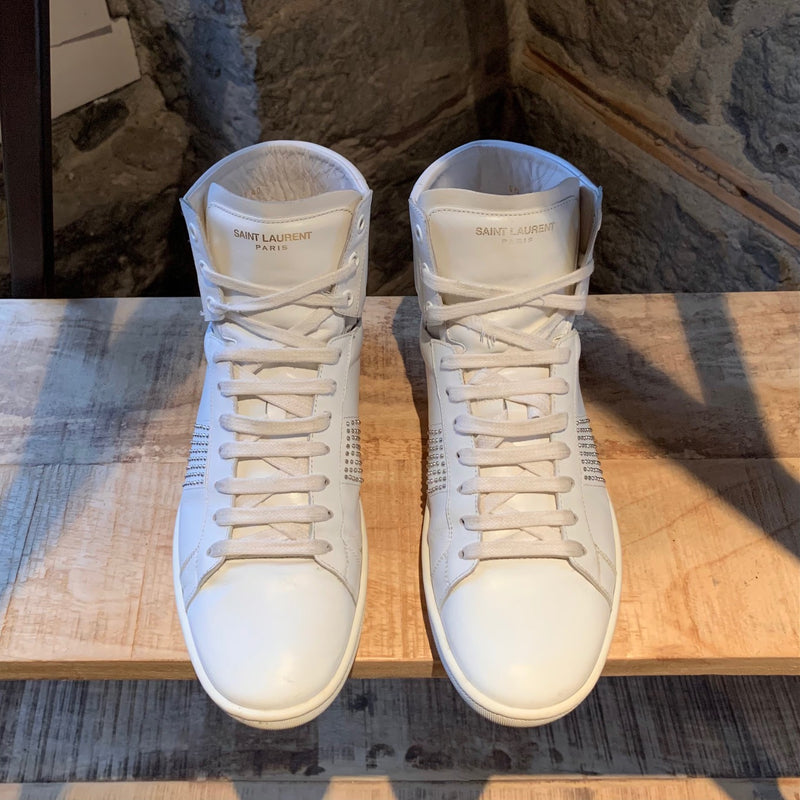 Saint Laurent White SL 01 Studded High-top Sneakers