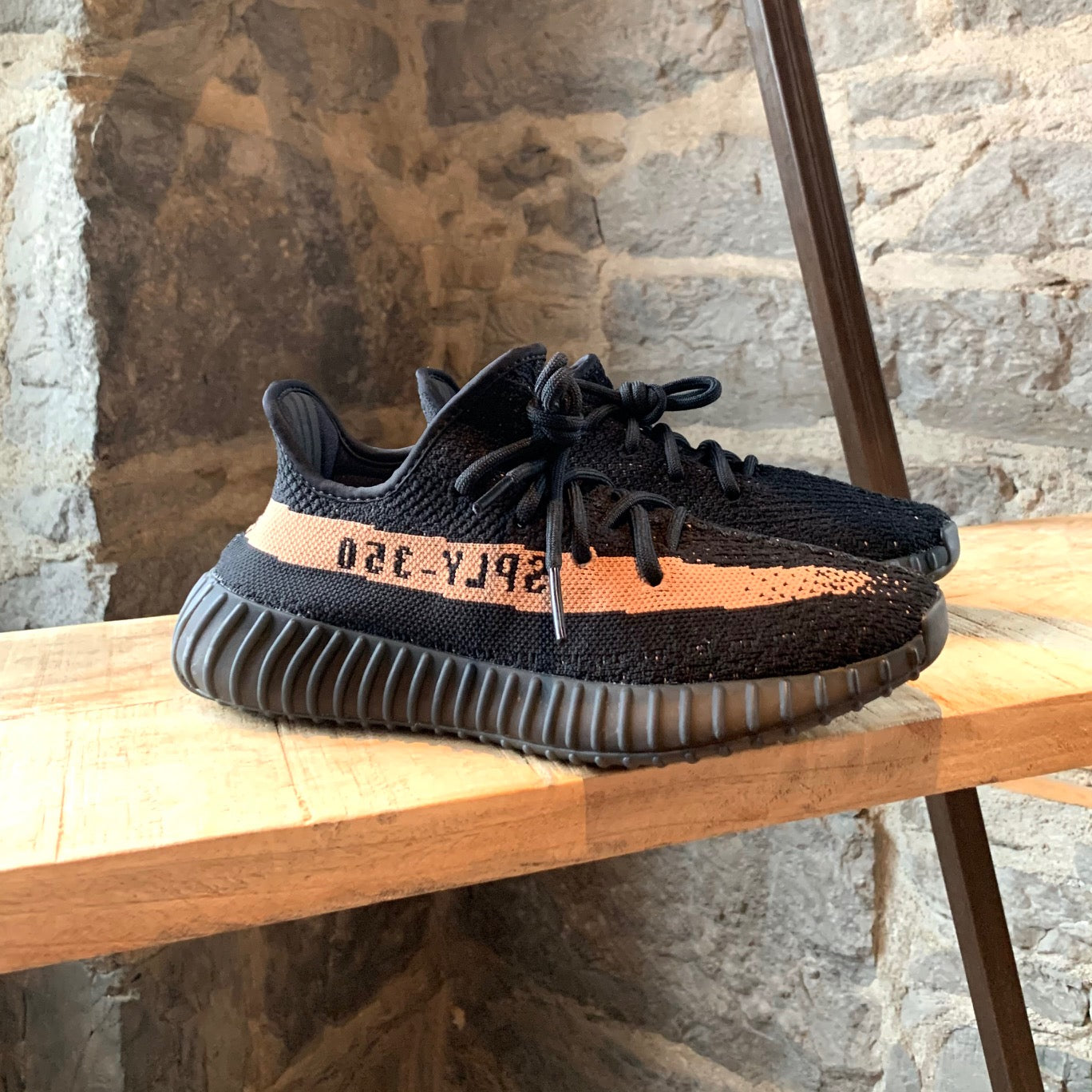Adidas Yeezy Boost 350 V2 Core Black Copper Stripe Sneakers