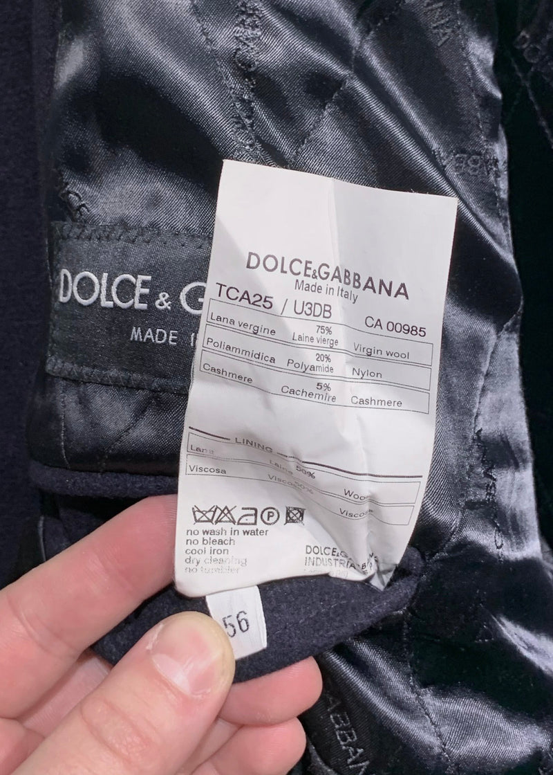 Dolce & Gabbana Navy Wool Peacoat Jacket