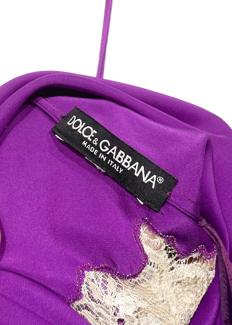 Camisole en soie couleur magenta Dolce & Gabbana avec dentelle