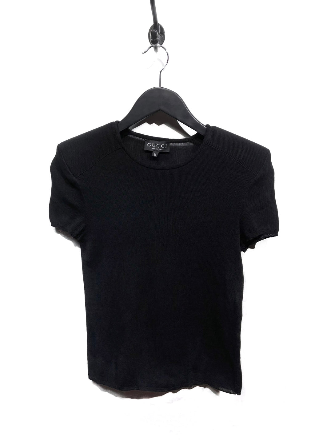 T-shirt à épaules matelassées en tricot noir Gucci