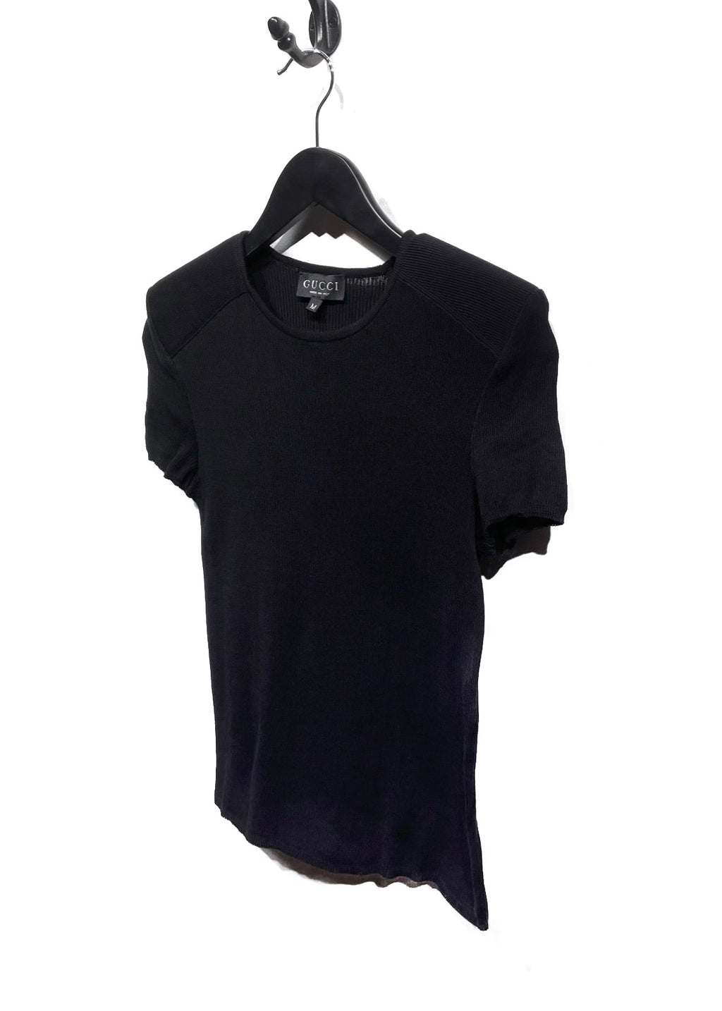 Gucci Black Knitted Padded Shoulder T-Shirt