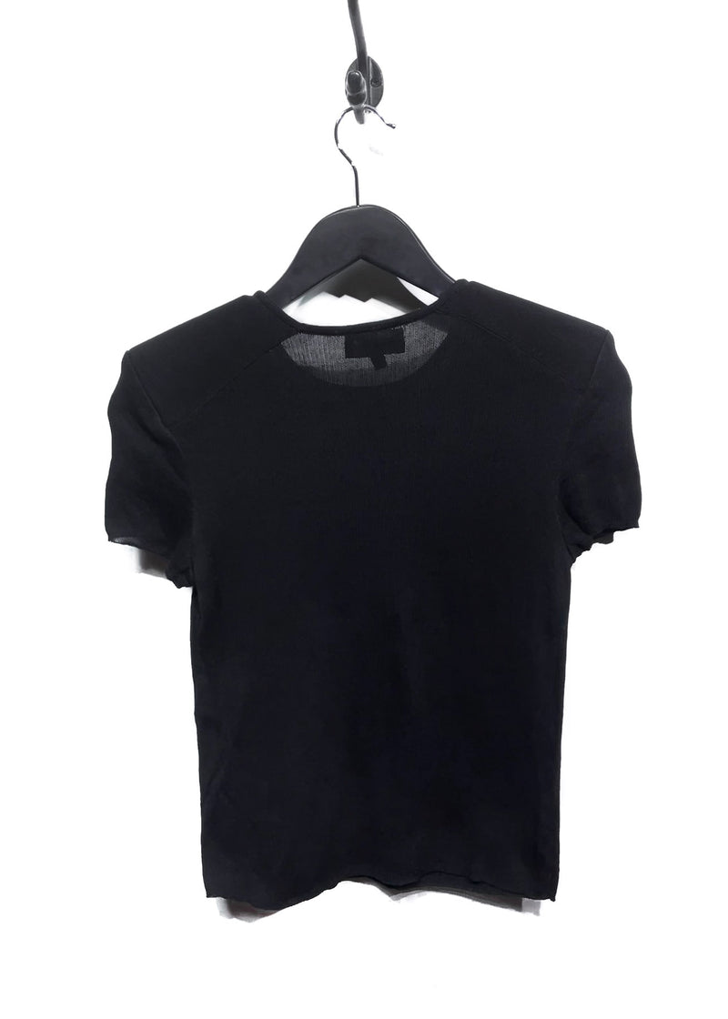 T-shirt à épaules matelassées en tricot noir Gucci