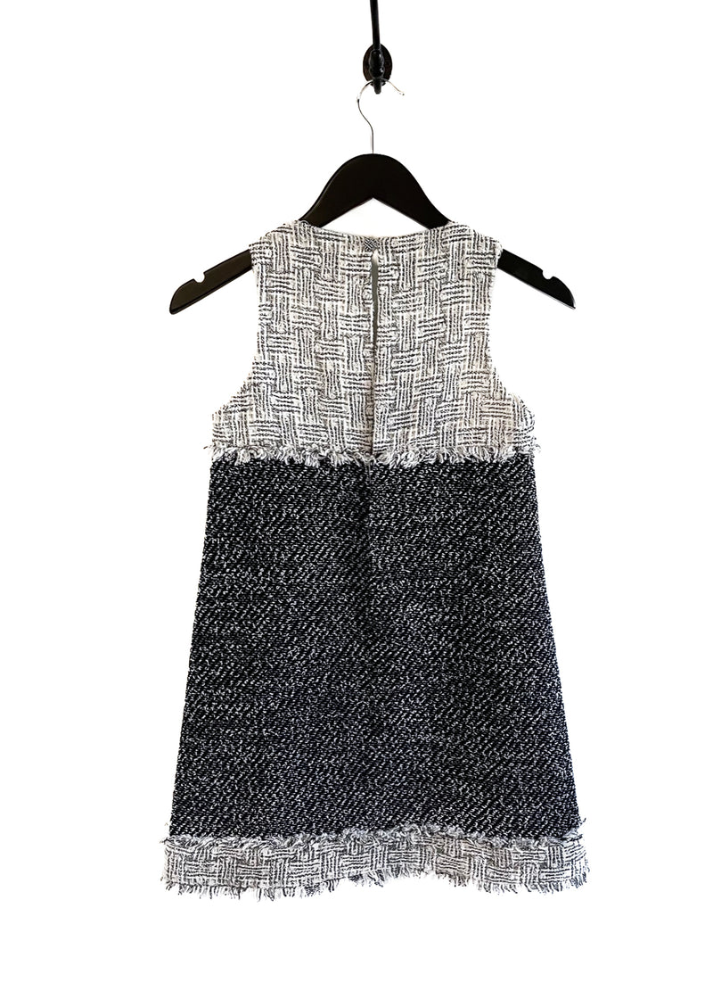 Chanel 2014 Black Ivory Tweed Combo Sleeveless Shift Dress