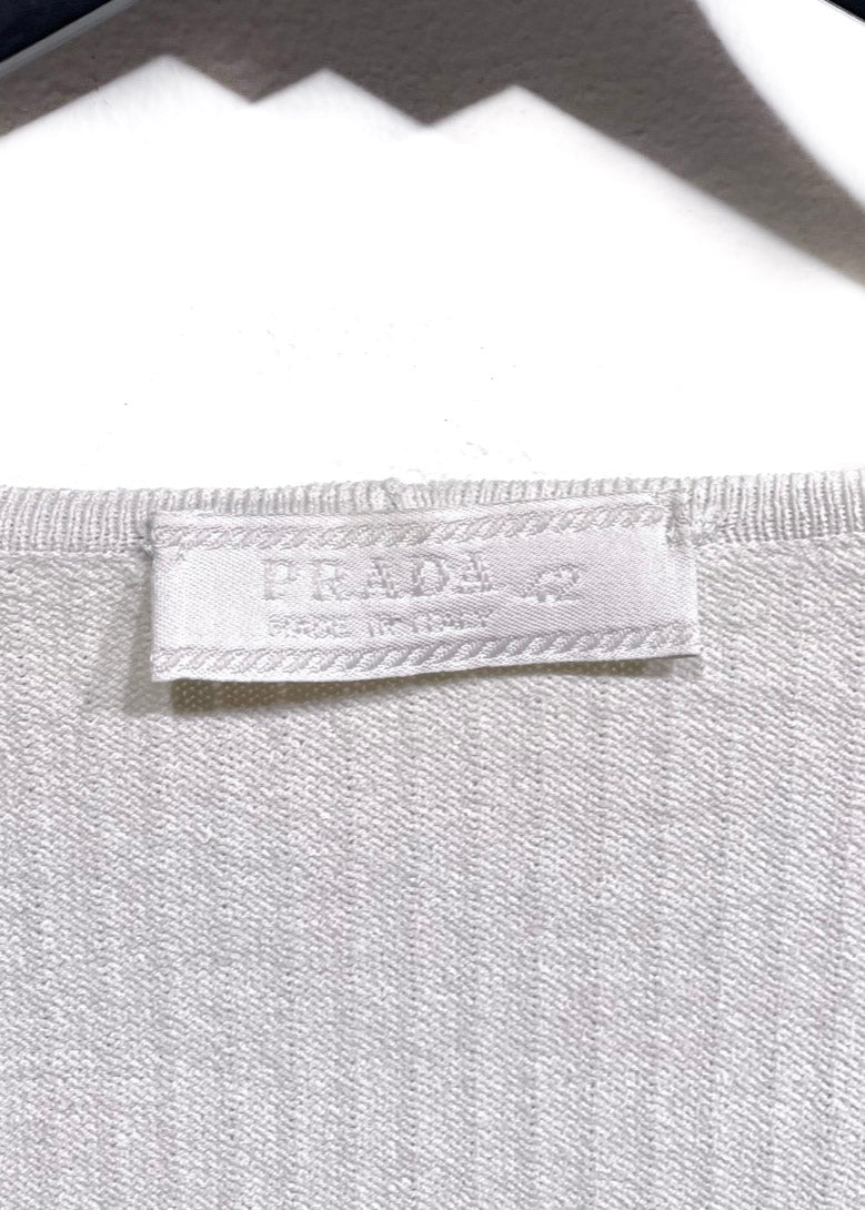 Prada Ivory Cropped Sleeves Sweater