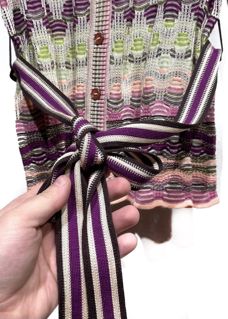 Cardigan zigzag rose Missoni avec ceinture en tricot