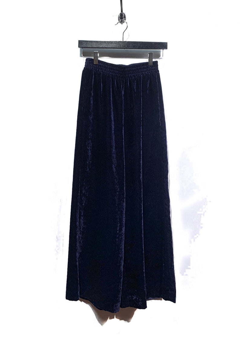 Nili Lotan Navy Blue Velvet Wide Leg Trousers