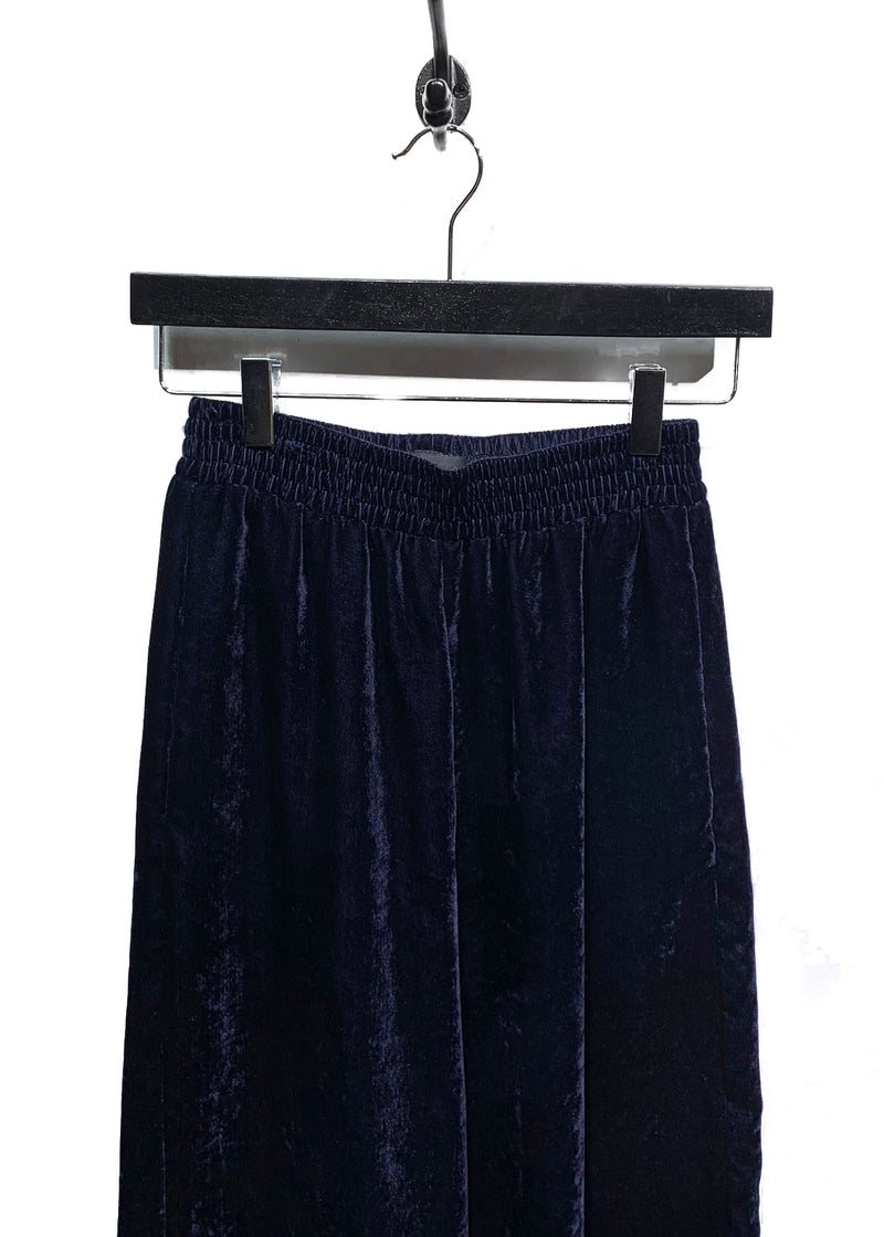 Nili Lotan Navy Blue Velvet Wide Leg Trousers