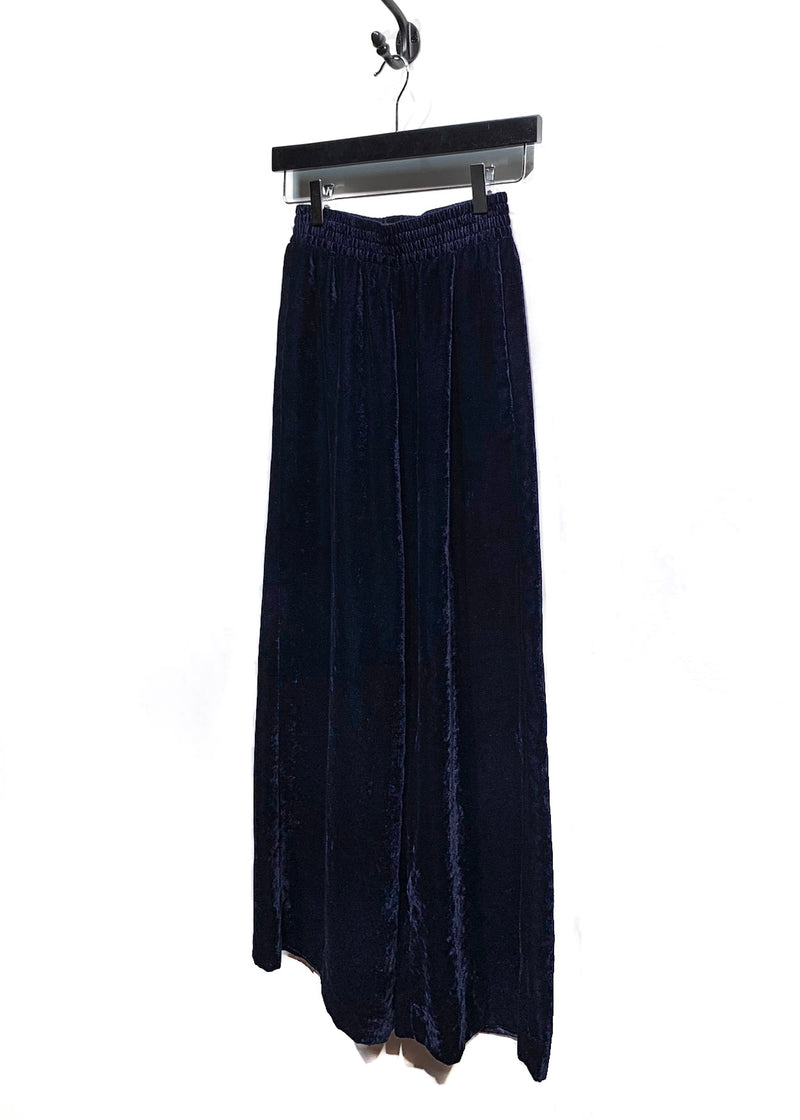 Nili Lotan Navy Blue Velvet Wide Leg Trousers