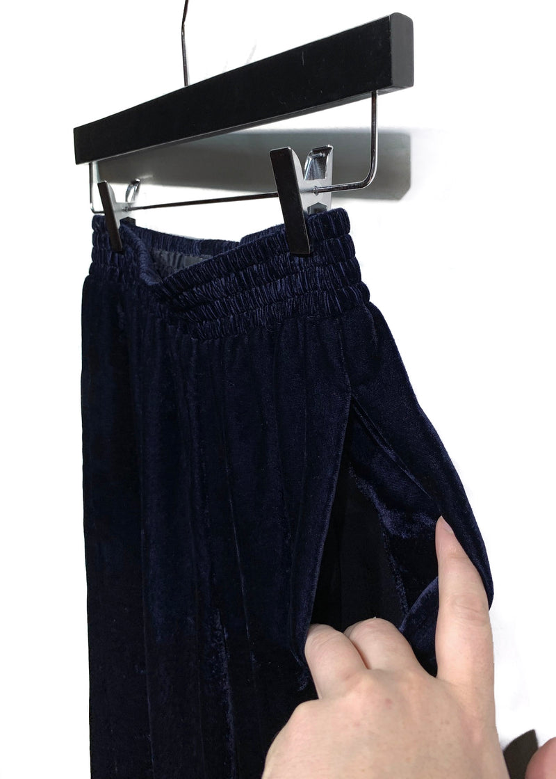Nili Lotan Navy Blue Velvet Wide Leg Trousers