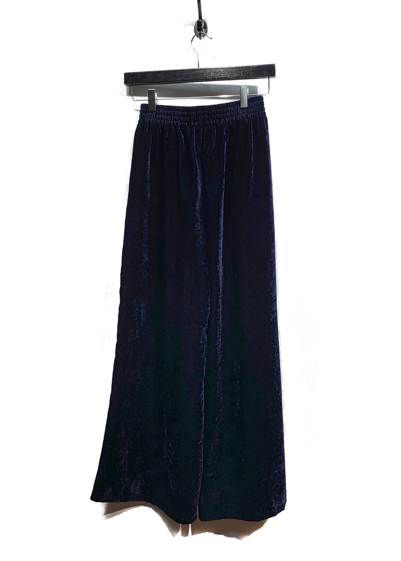 Nili Lotan Navy Blue Velvet Wide Leg Trousers