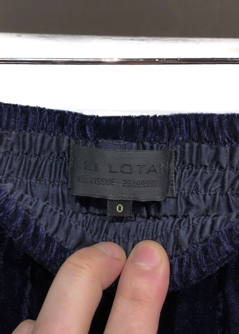 Nili Lotan Navy Blue Velvet Wide Leg Trousers