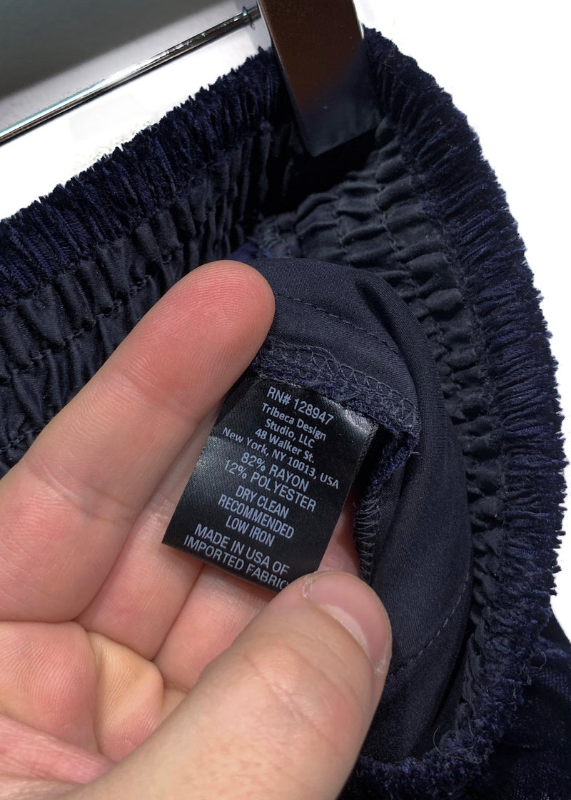 Nili Lotan Navy Blue Velvet Wide Leg Trousers